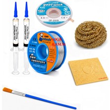 Smnr Elektronikci Lehim Teli 0,8mm 40G 2’li Flux Havya Ucu Temizleme Seti CP-2515 Lehim Emme Teli Fırça Seti TK213