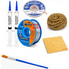 Smnr Elektronikci Lehim Teli 0,8mm 40G 2’li Flux Havya Ucu Temizleme Seti CP-3015 Lehim Emme Teli Fırça Seti TK232
