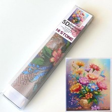 NT Boncuklu Taşlı Pano Mozaik Elmas Goblen Diamond Tablo 50 x 40 cm  Çiçeklerin Işıltısı