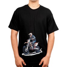 Gp Kompozit TSH001 Cross Motosiklet Baskılı T-Shirt Siyah