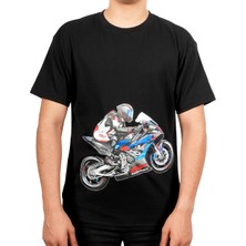 Gp Kompozit TSH002 Racing Motosiklet Bel Baskılı T-Shirt Siyah