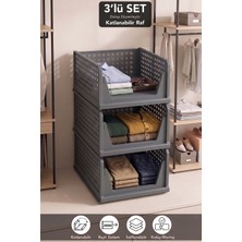 iselahome Orvena Katlanır Kayar Raf Organizer Dolap Içi Kıyafet Aksesuar Düzenleyici Çok Amaçlı Saklama Rafı 3'lü Set