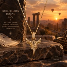 Lia Charm Zirkon Taşlı Altın Kaplama Anka Kuşu Kadın Kolye - Zümrüdü Anka Tasarım Takı