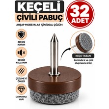 Dünya Sünger 32 Adet Keçeli Çivili Pabuç – Mobilya Sandalye Masa Ayağı Zemin Koruyucu Keçe, Çivili Ayak Koruma Aparatı, Çizilme ve Ses Önleyici Mobilya Pabucu Kahverengi