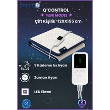 Sleep Q Q'control - 9 Kademe Isı Ayarı/zaman Ayarlı Çift Kişilik Elektrikli Alt Battaniye - 120X155 cm | Yeni Model
