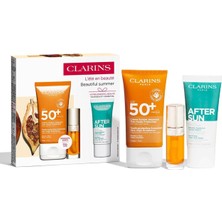 Uravas Store Clarins Güneş Bakım Seti - Yüz Güneş Kremi 50ML + Lip Comfort Oil + After Sun Balsam, 3666057332999