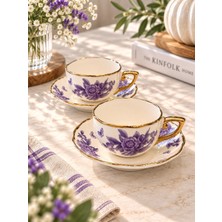Onedekor 2 Kişilik Spring Purple Kahve Fincanı Seti