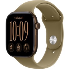 Apple Watch Series 12 Gps, 42 mm Koyu Bronz Alüminyum Kasa ve Klasik Zeytin Yeşili Spor Kordon - M/l
