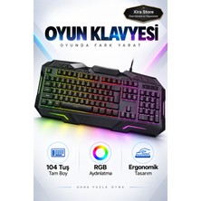 Xira Rgb Aydınlatmalı 104 Tuş Tam Boy Kablolu Oyuncu Klavyesi Ergonomik Gaming Keyboard