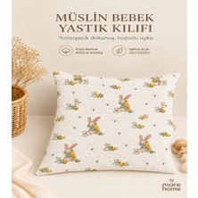 More Home Bebek Yastık Kılıfı Müslin 1 Adet  35X45  Ördekli  & Tavşanlı