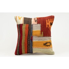Kilim Wholesale El Yapımı Kilimden Yapılmış Vintage Kırlent Kılıfı, Yün, 40X40 cm