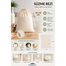 Stonehill Büzgülü Süzme Bezi 25 x 35 cm -%100 Doğal Pamuk, 3-4 kg Kapasiteli Yoğurt, Labne ve