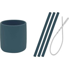 OiOi Silikon Mini Bardak ve Pipet Seti Deep Blue