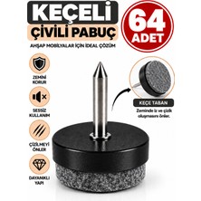 Dünya Sünger 64 Adet Keçeli Çivili Pabuç – Mobilya Sandalye Masa Ayağı Zemin Koruyucu Keçe, Çivili Ayak Koruma Aparatı, Çizilme ve Ses Önleyici Mobilya Pabucu