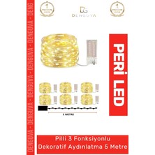 Denguva LED 5 Metre Sarı Pilli 3 Fonksiyonlu Dekoratif Aydınlatma Yeni Yıl Yılbaşı Çam Ağacı Ev Süsleme