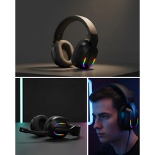 Poebgo Familys Rgb Aydınlatmalı Kablosuz Oyuncu Kulaklığı Konsol ve Pc Uyumlu