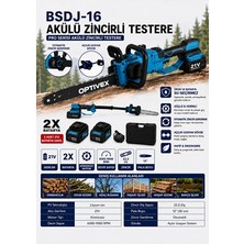 Optivex Teleskopik Akülü Zincirli Testere 12’’ Klavuz 21V Bataryalı Kömürsüz Motor Uzayan Gövdeli
