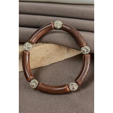 Dore Collection Ithal Kemik Model - Bambu Akrilik Ay Yıldız Aparatlı Boru Kesim Bileklik