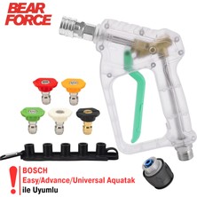 Robeve Bear Force Şeffaf Basınçlı Yıkama Tabancası 5'li Nozzle Set ve Kemer Klipsi Ile Birlikte Araç Yıkama Tabancası Profesyonel Şeffaf Tasarım Oto Yıkama Tabancası
