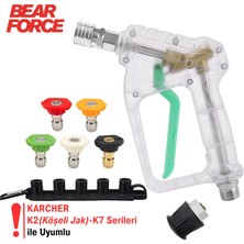 Robeve Bear Force Şeffaf Basınçlı Yıkama Tabancası 5'li Nozzle Set ve Kemer Klipsi Ile Birlikte Araç Yıkama Tabancası Profesyonel Şeffaf Tasarım Oto Yıkama Tabancası