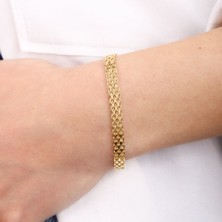 Sembol Gold 14 Ayar Altın Bismark Bileklik 5 mm Sarı Altın Unisex Kullanıcılar İçin Şık Tasarım