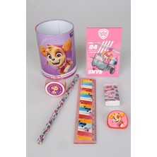 x Dekomus Lisanslı Paw Patrol Pink Paws Collection 7'li Kırtasiye Seti Metal Kalemlik,not Defteri,kurşun Kalem,cetvel,silgi,kalemtraş,ataç Seti