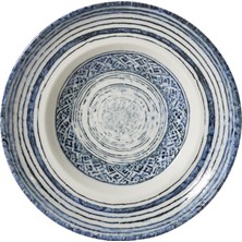 Mudo Home SORRENTO MAKARNA TABAĞI 27CM Porselen Çok Renkli Yuvarlak Desenli Servis Tabak