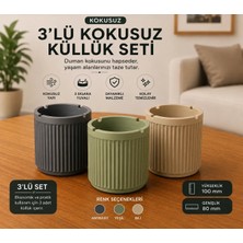 Poliwork 3'lü Kokusuz Küllük Seti Plastik Sigara Küllüğü Yanmaz Plastik Ixora L Dekoratif Masa Küllüğü 3 Sigara Yuvalı