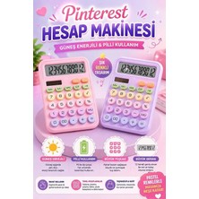 Tasarım Evi Pinterest Renkli Hesap Makinesi | 12 Haneli Yuvarlak Tuşlu Şirin Hesap Makinesi ( Büyük LCD Ekran )