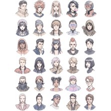 Dekorif 30 Adet Anime Sokak Modası Karakter Sticker Seti - Laptop, Kılıf ve Defter Için