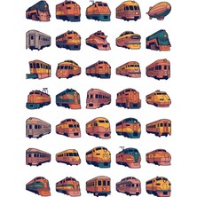 Dekorif 30 Adet Retro Aerodinamik Tren Sticker Seti - Laptop, Ajanda, Valiz Için