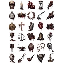 Dekorif 30 Adet Gotik Barok Memento Mori Sticker Seti - Laptop, Defter, Ajanda
