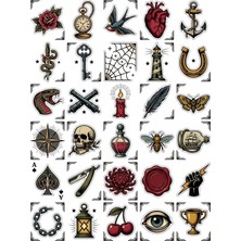 Dekorif Sanat Tasarım Dövme Sticker Seti 150 Adet - 5'li Mega Paket - Laptop Defter Ajanda Etiketi