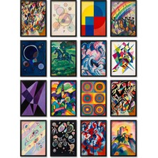 Dekorif Wassily Kandinsky Tabloları 16'lı Sticker Seti Laptop Defter Ajanda Etiketi