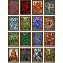 Dekorif Friedensreich Hundertwasser Tabloları 16'lı Sticker Seti Laptop Defter Etiketi