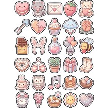 Dekorif 30 Adet Romantik Aşk Sticker Seti - Laptop Defter Telefon Için