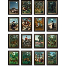 Dekorif Henri Rousseau Tabloları 16'lı Sticker Seti Laptop Defter Ajanda Etiket
