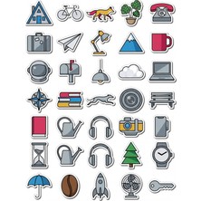 Dekorif 30 Adet Minimalist Günlük Yaşam Sticker Seti - Laptop Defter Telefon Ajanda Için Özel Paket