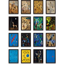 Dekorif Joan Miró Tabloları 16'lı Sticker Seti Laptop Defter Planlayıcı Etiket