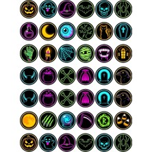 Dekorif 30 Adet Neon Cadılar Bayramı Sticker Seti - Laptop Defter Telefon Için