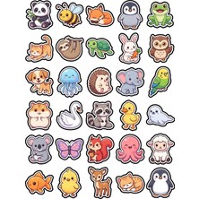 Dekorif Sevimli Hayvanlar Chibi Sticker Seti 150 Adet - 5'li Mega Paket NO24 - Laptop Defter Ajanda