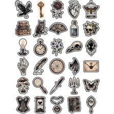 Dekorif 30 Adet Vintage Gotik Efemera Sticker Seti - Ajanda Defter Scrapbook Laptop