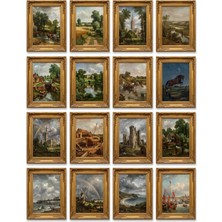 Dekorif John Constable Tabloları 16'lı Sticker Seti Laptop Defter Telefon Etiket