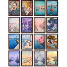 Dekorif Paul Signac Tabloları 16'lı Sticker Seti Laptop Defter Ajanda Etiketi