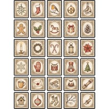 Dekorif 30 Adet Nostaljik Yılbaşı Pulu Sticker Seti - Ajanda Scrapbook Laptop Için
