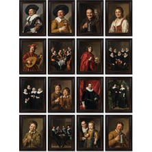 Dekorif Frans Hals Tabloları 16'lı Sticker Seti Laptop Defter ve Planlayıcı Etiketi