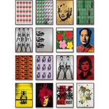Dekorif Andy Warhol Tabloları 16'lı Sticker Seti Laptop Defter Planlayıcı Etiket