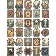 Dekorif 30 Adet Vintage Botanik Pul Sticker Seti - Ajanda Laptop Scrapbook Için