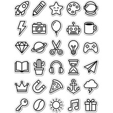 Dekorif 30 Adet Minimalist Pop Art Ikon Sticker Seti - Laptop Telefon Defter Için
