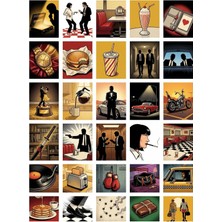 Dekorif 60 Adet Pulp Fiction Temalı Sticker Seti - 2 Sayfa - Laptop Defter Için